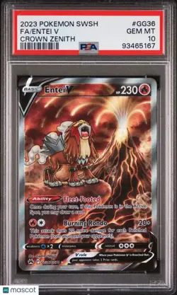 2023 Pokemon Sword And Shield Crown Zenith Entei V #GG36 Fa PSA 10 - Image 1