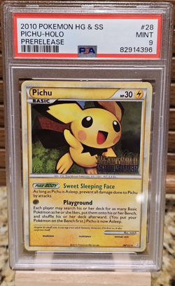 Pokemon TCG HG & SS Promo Pichu 28/123 Prerelease Holo PSA 9 EN Basic - Image 1