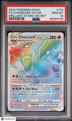 2022 Pokemon SWSH Brilliant Stars Charizard VSTAR Fa -Secret PSA 10 174/172 - Image 1