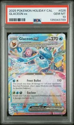 Pokemon Holiday Calendar Promo Glaceon ex 026 PSA 10 - Image 1