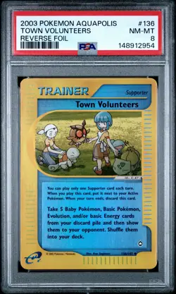 2003 POKEMON AQUAPOLIS TOWN VOLUNTEERS #136 PSA 8 - Image 1