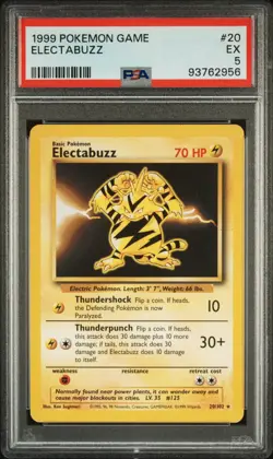 1999 Pokemon Base Set #20 Electabuzz PSA 5 - Image 1