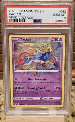 Pokemon Vivid Voltage Zacian 082/185 Amazing Rare Holo PSA 10 EN Basic - Image 1