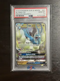 PSA 10 GEM MINT Altaria GX 41/70 Dragon Majesty Full Art Ultra Rare 2018 Pokemon - Image 1