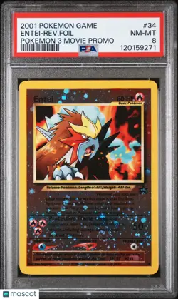 2001 Pokemon Game Movie Entei-Rev. Foil #34 Pokemon 3 Movie Promo PSA 8 - Image 1