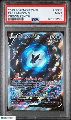 2023 Pokemon Sword And Shield Crown Zenith Lumineon V #GG39 Fa PSA 9 - Image 1