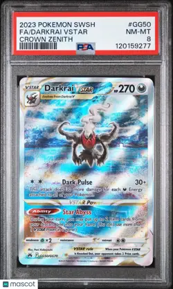 2023 Pokemon Sword And Shield Crown Zenith Darkrai VSTAR #GG50 Fa PSA 8 - Image 1