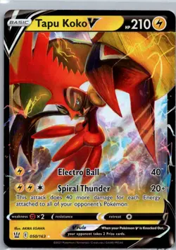 Pokemon TCG Tapu Koko V 50/163 Battle Styles NM - Image 1