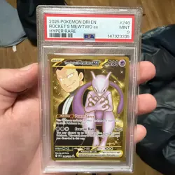 2025 POKEMON DRI EN-DESTINED RIVALS HYPER RARE TEAM ROCKET'S MEWTWO EX PSA 9 - Image 1