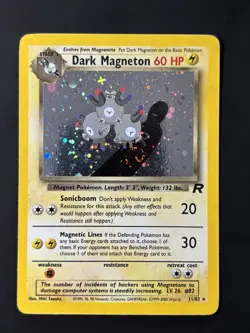 SWIRL Dark Magneton 11/82 Team Rocket Holo Unlimited Pokemon TCG Vintage 2000 - Image 2