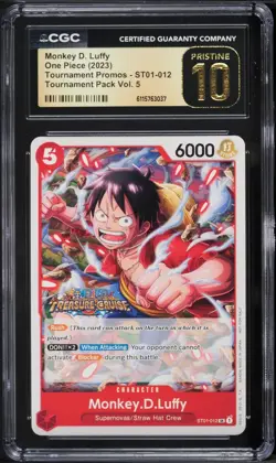 2023 One Piece Tournament Promo Pack Volume 5 Monkey D. Luffy #ST01-012 CGC 10 - Image 1