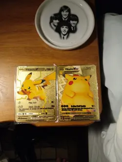 Pikachu V and V Max Metal Collecters Cards (2) Sealed In Plastic Case Pokemon - Image 1