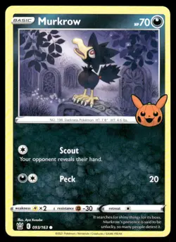 Pokemon Cards Murkrow 093/163 Trick or Trade BOOster Promo NM - Image 1