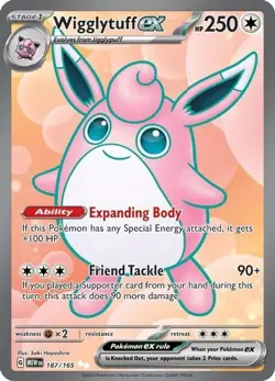 Wigglytuff ex - 187/165 - Pokemon 151 Full Art Ultra Rare Card NM - Image 1