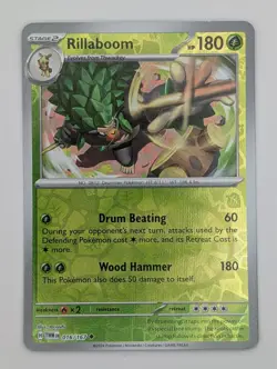 2024 Pokemon Twilight Masquerade REVERSE HOLO Rillaboom #16/167 RARE - Image 1