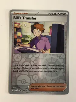 Pokemon TCG 151 Reverse Holographic Bill's Transfer 156/165 Near Mint - Image 1