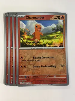Pokemon TCG Paldean Fates 4x Playset Reverse Holographic Charmander 007/091 NM - Image 1