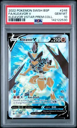 2022 POKEMON SWSH BLACK STAR PROMO #248 FULL ART/KLEAVOR V PSA 10 - Image 1