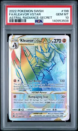 2022 POKEMON SWORD & SHIELD ASTRAL RADIANCE SECRET FULL ART/KLEAVOR VSTAR PSA 10 - Image 1