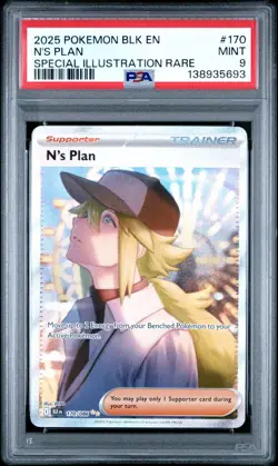 2025 POKEMON BLK EN-BLACK BOLT 170 N'S PLAN SPECIAL ILLUSTRATION RARE PSA 9 - Image 1