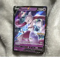 Pokemon TCG Mewtwo V SWSH223 Pokemon GO Black Star Promo Full Art Holo HP 220 - Image 1