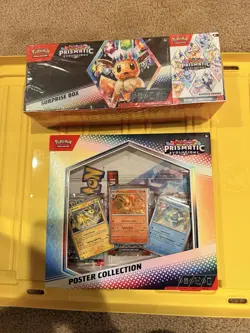 Pokemon Sam Club Prismatic Evolutions Surprise Box+Booster Bundle &PosterCollect - Image 1