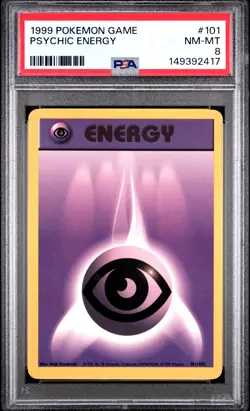 1999 POKEMON BASE SET UNLIMITED #101 PSYCHIC ENERGY PSA 8 - Image 1