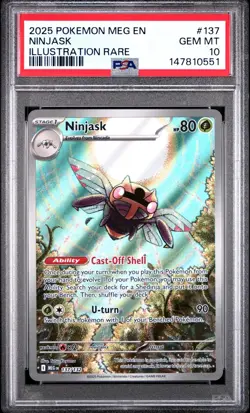 PSA 10 Ninjask 137/132 Pokemon Me01: Mega Evolutions Illustration Rare 2025 - Image 1