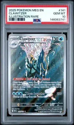2025 POKEMON MEG EN-MEGA EVOLUTION #141 - CLAWITZER 141/132 - PSA 10 - Image 1