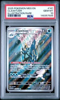 2025 POKEMON MEG EN-MEGA EVOLUTION #141 - CLAWITZER 141/132 - PSA 10 - Image 3