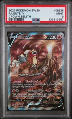 2023 Pokemon Sword and Shield Crown Zenith Fa Entei V #GG36 PSA 9 - Image 1
