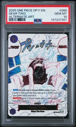 Gear Two 080 Alternate Art One Piece OP11 PSA 10 Fist of Divine Speed - Image 1