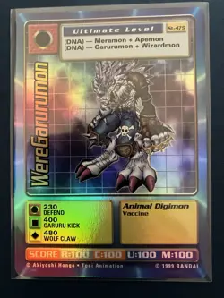 Bandai Digimon WereGarurumon St-47S Ultimate Holo Card 1999 English NM - Image 3
