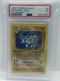 2000 Pokemon Machamp Holofoil 1st Edition Card PSA 5 - Image 1