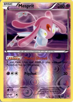 Mesprit 37/101 Reverse Holo Plasma Blast Pokemon Card TCG - Image 1