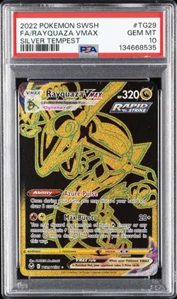 2022 POKEMON SWORD & SHIELD SILVER TEMPEST #TG29 FULL ART/RAYQUAZA VMAX PSA 10 - Image 1