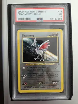 Pokemon TCG P.M. Neo Genesis Skarmory Holo Rare 13/111 PSA 5 - Image 1