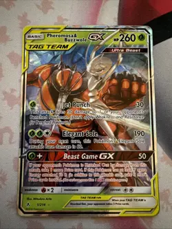 Pokemon Unbroken Bonds Pheromosa & Buzzwole GX 1/214 Ultra Rare *Read Descrip* - Image 1