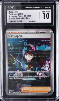 2024 POKEMON SFA EN-SHROUDED FABLE #094 CASSIOPEIA CGC 10 GEM MINT - Image 1