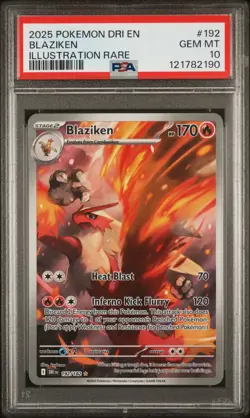 2025 POKEMON DRI EN-DESTINED RIVALS ILLUSTRATION RARE #192 BLAZIKEN PSA 10 - Image 1