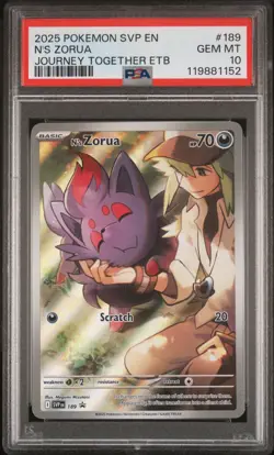 2025 POKEMON SVP EN-SV BLACK STAR PROMO #189 N'S ZORUA PSA 10 - Image 1
