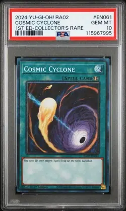 2024 YuGiOh! RA02 Cosmic Cyclone PSA 10 GEM 1st Ed. Collector's RARE #EN061 - Image 1