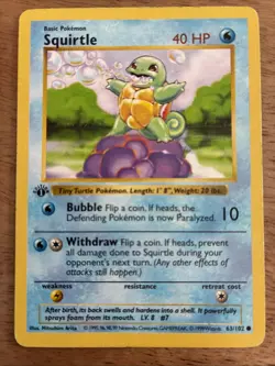 Pokemon Squirtle 1st Edition Shadowless Base Set 63/102 - Image 1