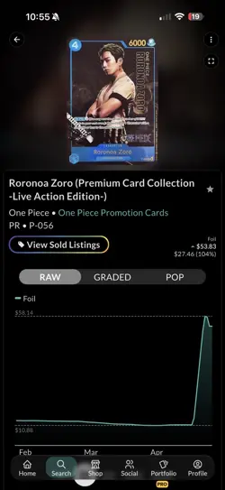 • Roronoa Zoro • P-056 Premium Live Action Promo Holo One Piece -Sealed - Image 3