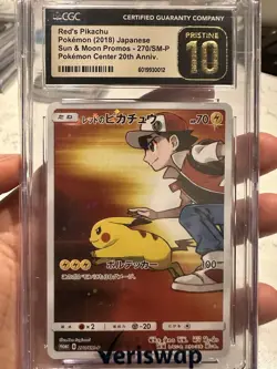 Red's Pikachu 2018 270/Sm-p 20th Anniversary Promo Card CGC 10 Pristine - Image 1