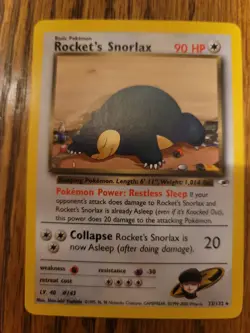 Pokemon Rocket's Snorlax Rare Gym Heroes 33/132 Regular English Card - Image 1