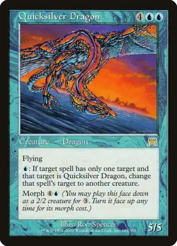 Quicksilver Dragon Onslaught HEAVILY PLD Blue Rare MAGIC GATHERING CARD ABUGames - Image 1