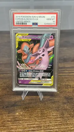Pokemon TCG Espeon & Deoxys GX Tag Team PSA 10 Promo Card #SM240 PSA 10 - Image 1