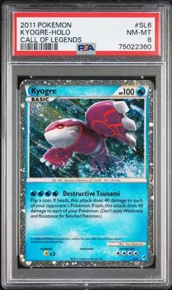 2011 POKEMON CALL OF LEGENDS #SL6 KYOGRE-HOLO PSA 8 - Image 1
