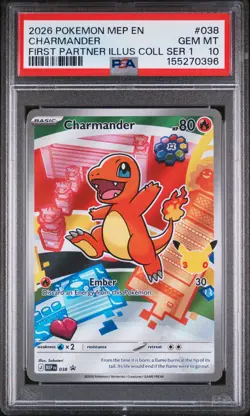 2026 POKEMON MEP EN-ME BLACK STAR PROMO #038 CHARMANDER PSA 10 - Image 1